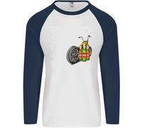 Blood Sweat Biciclette & Birra Divertente Moto Uomo L/S Baseball T-Shirt