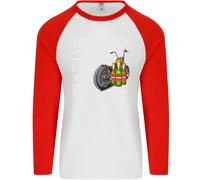 Blood Sweat Biciclette & Birra Divertente Moto Uomo L/S Baseball T-Shirt