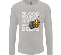 Blood Sweat Bikes & Beer Divertente Maglietta A Maniche Lunghe Uomo