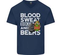 Blood Sweat Bikes & Beer Maglietta In Cotone A V Divertente Per Uomini