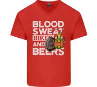 Blood Sweat Bikes & Beer Maglietta In Cotone A V Divertente Per Uomini