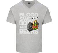 Blood Sweat Bikes & Beer Maglietta In Cotone A V Divertente Per Uomini