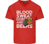 Blood Sweat Bikes & Beer Maglietta In Cotone A V Divertente Per Uomini