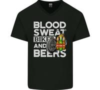 Blood Sweat Bikes & Beer Maglietta In Cotone A V Divertente Per Uomini