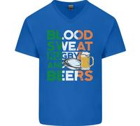Blood Sweat Rugby E Birre Irlanda Divertente Maglietta In Cotone A V Per Uomo