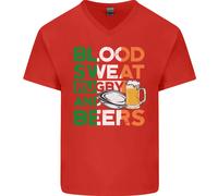 Blood Sweat Rugby E Birre Irlanda Divertente Maglietta In Cotone A V Per Uomo