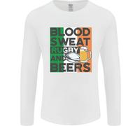 Blood Sweat Rugby E Birre Irlanda Divertente Uomo Manica Lunga T-Shirt
