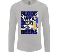 Blood Sweat Rugby E Birre Scozia Divertente Uomo Manica Lunga T-Shirt