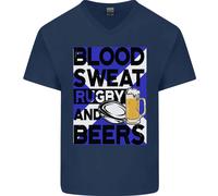 Blood Sweat Rugby E Birre Scozia Maglietta In Cotone A V Divertente Per Uomo