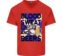 Blood Sweat Rugby E Birre Scozia Maglietta In Cotone A V Divertente Per Uomo