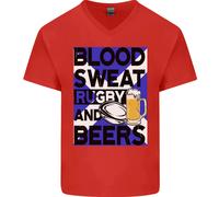 Blood Sweat Rugby E Birre Scozia Maglietta In Cotone A V Divertente Per Uomo