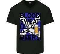 Blood Sweat Rugby E Birre Scozia Maglietta In Cotone A V Divertente Per Uomo