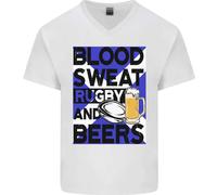 Blood Sweat Rugby E Birre Scozia Maglietta In Cotone A V Divertente Per Uomo