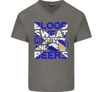 Blood Sweat Rugby E Birre Scozia Maglietta In Cotone A V Divertente Per Uomo