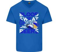 Blood Sweat Rugby E Birre Scozia Maglietta In Cotone A V Divertente Per Uomo