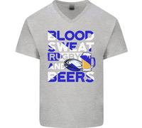 Blood Sweat Rugby E Birre Scozia Maglietta In Cotone A V Divertente Per Uomo