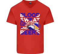Blood Sweat Rugby E Birre Scozia Maglietta In Cotone A V Divertente Per Uomo