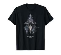 Bloodborne Hunter Portrait with Logo Dark Video Game Maglietta