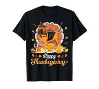 Bloodhound Pilgrim & Turkey Dish Wine Happy Thanksgiving Maglietta
