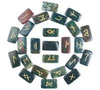 Bloodstone Cube Rune Set Crystal Stones Set Anziani Reiki Healing Gemma 25 Pezzi