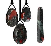 Bloodstone Yoni Egg Wand Set 100% pietra di giada naturale per esercizi di Kegel Stringendo uova di Kegel Femminili Forate Egg-Wand