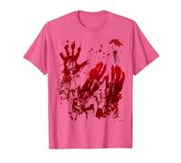 Bloody Halloween Camicia Blood Splatter Zombie Mano Grafica Maglietta, Uomo, Rosa mélange, M