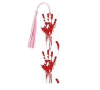 Bloody Handprints - Segnalibri in legno con stampa di mani sanguinanti, 5 pezzi, segnalibri in legno con nappe, regali per uomini e donne