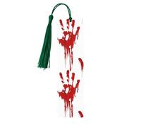 Bloody Handprints - Segnalibri in legno con stampa di mani sanguinanti, 5 pezzi, segnalibri in legno con nappe, regali per uomini e donne