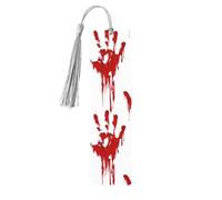 Bloody Handprints - Segnalibri in legno con stampa di mani sanguinanti, 5 pezzi, segnalibri in legno con nappe, regali per uomini e donne