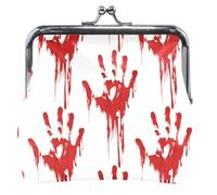 Bloody Hands - Portamonete in pelle per donne e ragazze, con fibbia e chiusura a bacio, borsa per cambio valuta bianca, Mani sanguinose, bianco, Classico