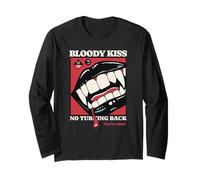 Bloody Kiss Vampire Fangs Goth Horror Dark Romance Estetica Maglia a Manica