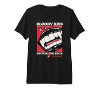 Bloody Kiss Vampire Fangs Goth Horror Dark Romance Estetica Maglietta Premium