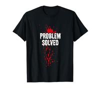 Bloody Problem Solved - Maglietta Halloween Sangue Stain - Nero - Unisex - Adulto - Manica Lunga - Classica - T-Shirt - Regalo Halloween