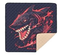 Bloody Shark Graphic Art - Tappetino da gioco antiscivolo per bambini, 1 pezzo, 127 x 127 cm