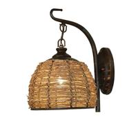 BLOOHK Applique da parete Boho in rattan, applique a nido d'uccello in vimini intrecciato a mano, lampada moderna a gabbia costiera for comodino camera letto, soggiorno, corridoio, bar, base E27