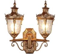 BLOOHK Applique da parete for esterni retrò antico a 2 luci, lampada a lanterna in vetro alluminio resistente alle intemperie IP54 for ingresso nel corridoio del giardino con portico anteriore