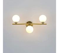 BLOOHK Applique da parete in oro moderno, lampada da toeletta a globo a 3 luci con paralume in vetro verde, illuminazione a parete da bagno in ottone della metà del secolo per camera da letto, soggior