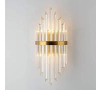 BLOOHK Applique Moderna in Cristallo, Lampada da Parete di Lusso con Finitura in Oro con aste prismatiche Verticali Illuminazione Decorativa Elegante per Soggiorno, Camera da Letto, corridoio