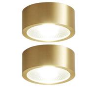 BLOOHK Confezione da 2 faretti LED in Ottone, faretto da soffitto a bulbo oculare da 5 W con Montaggio Superficiale, faretto Moderno da Incasso for Cucina, corridoio e Soggiorno(3000K)