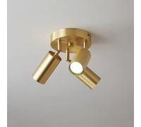 BLOOHK Illuminazione a Binario Minimalista Moderna a LED, faretto da soffitto in Rame in Stile Americano, Luce d'accento multidirezionale, Piastra Rotonda for Illuminazione di Cucina(3-Lights)