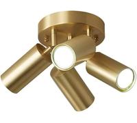 BLOOHK Illuminazione a Binario Minimalista Moderna a LED, faretto da soffitto in Rame in Stile Americano, Luce d'accento multidirezionale, Piastra Rotonda for Illuminazione di Cucina(4-Lights)