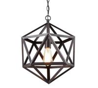BLOOHK Lampada a sospensione geometrica nera, lanterna sospesa moderna con gabbia in metallo