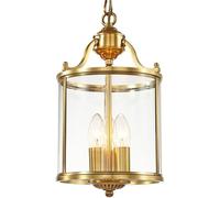 BLOOHK Lampada a Sospensione in Stile Country Americano, Paralume in Vetro Trasparente Interamente in Rame, Semplice lampadario Vintage for corridoio, Ingresso Bar e Balcone