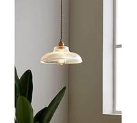 BLOOHK Lampada a sospensione in vetro rigato, lampada a sospensione vintage con paralume scanalato e finitura in ottone, lampada da soffitto in stile industriale per isola cucina, sala da pranzo