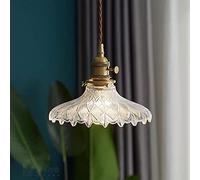 BLOOHK Lampada a sospensione industriale vintage, paralume in vetro scanalato trasparente da 8,3'' con cavo regolabile, attacco E26, finitura in ottone, illuminazione da soffitto per isola cucina, sal