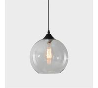 BLOOHK Lampada a sospensione moderna a forma di globo in vetro, lampada a sospensione minimalista industriale a forma di sfera con cavo regolabile, lampada da soffitto soffiata a mano per isola cucina