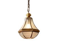 BLOOHK Lampada a sospensione vintage in ottone a forma di campana, lampada a sospensione in vetro testurizzato, lampada da soffitto in stile fattoria con catena regolabile per soggiorno, studio, corri