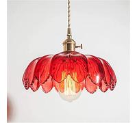 BLOOHK Lampada a sospensione vintage in vetro ambrato scanalato, lampada a sospensione retrò con petali smerlati, lampadario moderno di metà secolo per isola cucina, sala da pranzo, camera da letto, a