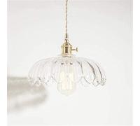 BLOOHK Lampada a sospensione vintage in vetro ambrato scanalato, lampada a sospensione retrò con petali smerlati, lampadario moderno di metà secolo per isola cucina, sala da pranzo, camera da letto, a