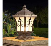 BLOOHK Lampada da esterno a palo, lanterna vintage con piedistallo in bronzo e pannelli in vetro satinato, lampada da testa a colonna impermeabile IP65 per giardino, patio, recinzione, cancello, terra